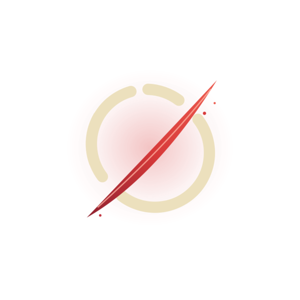 SEVER emblem — an ink ensō circle severed by a red blade slash